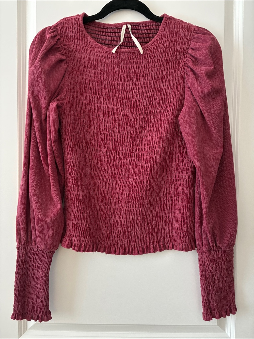 Anthropologie Size M Smocked Puff-Sleeved Top